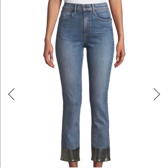 NWT Rag & Bone ankle cigarette jeans w metalic hem - Picture 2 of 7